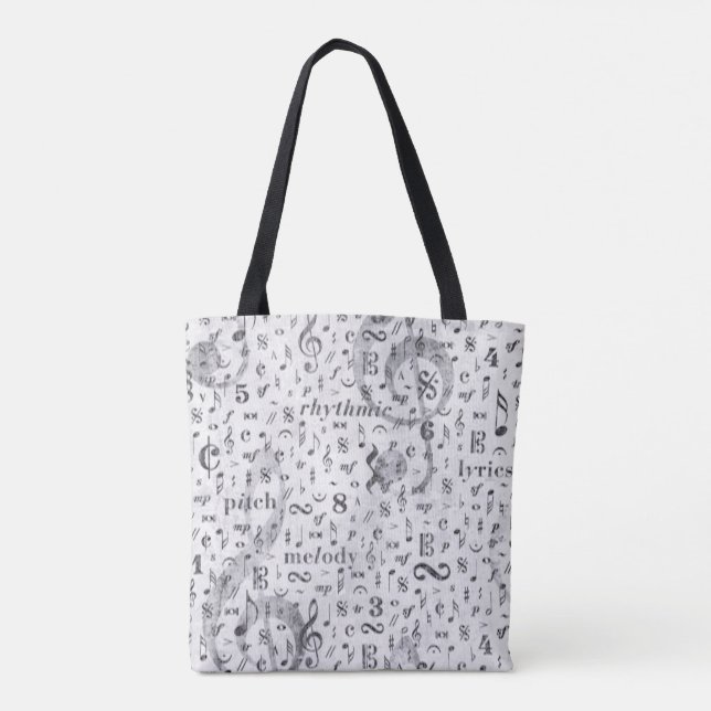Musiktema Tote Bag Music Note piano-väska Tygkasse (Baksida)