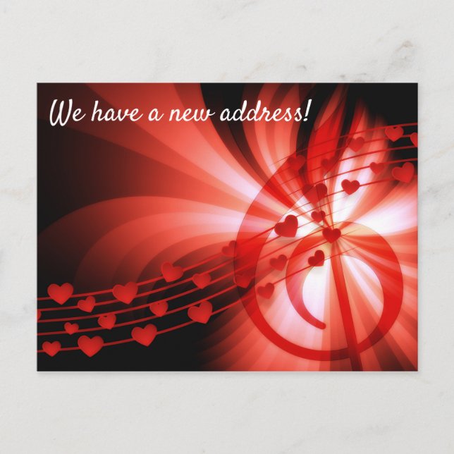 Musiktematiska vykort för ny adress (Framsida)