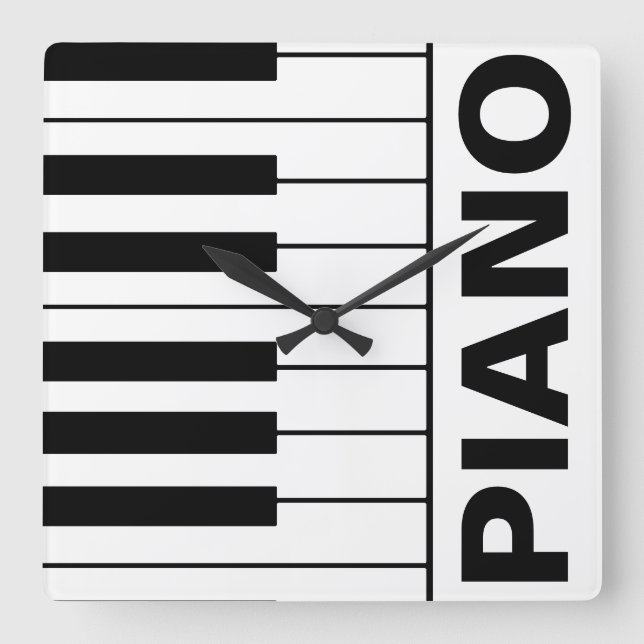 musiktemed piano nycklar fyrkantig klocka (Framsida)