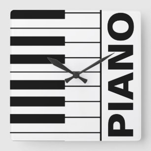 musiktemed piano nycklar fyrkantig klocka