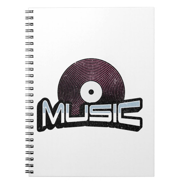 Musiktext med vinylpost anteckningsbok (Framsidan)