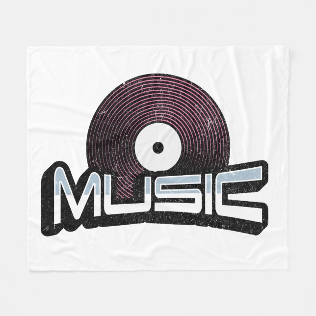 Musiktext med vinylpost fleecefilt (Framsidan (Horisontell))