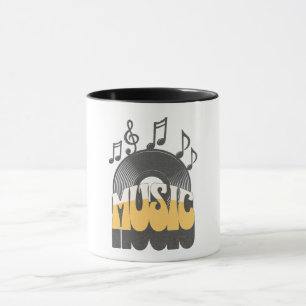 Musiktext med vinylpost mugg