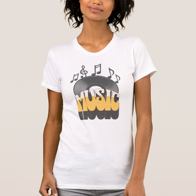 Musiktext med vinylpost t shirt (Framsida)