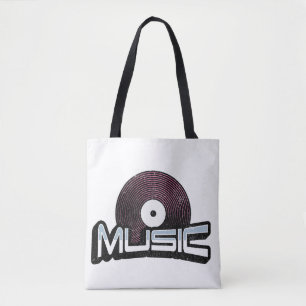 Musiktext med vinylpost tygkasse