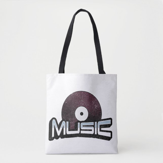 Musiktext med vinylpost tygkasse (Framsida)