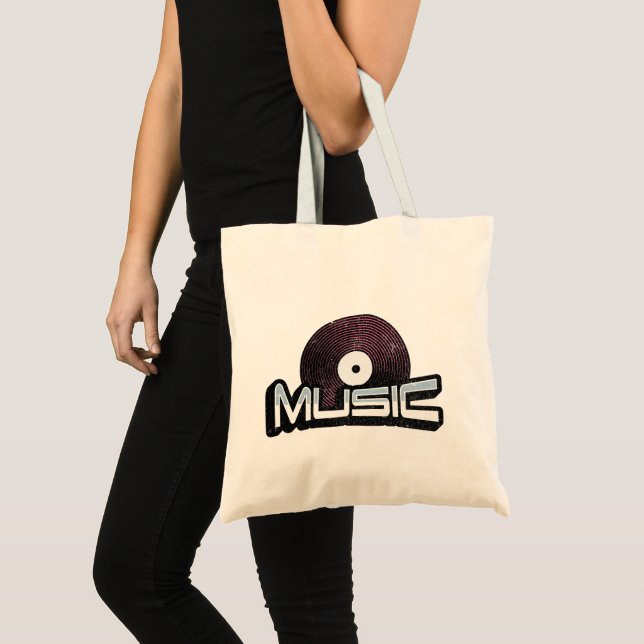 Musiktext med vinylpost tygkasse (Framsida (produkt))