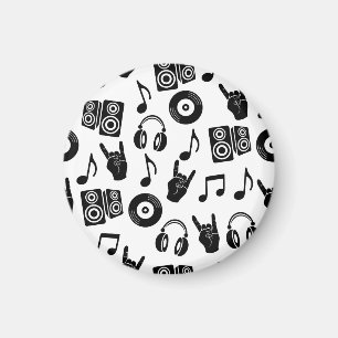 Musiktillbehör: Monokrom Vintage Mönster. Magnet