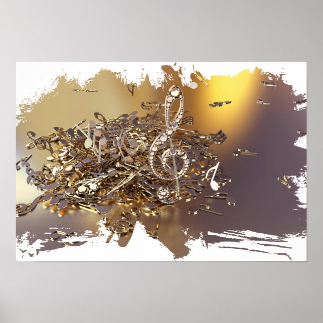 Musiktreble clef och fallsedlar poster (Framsidan)