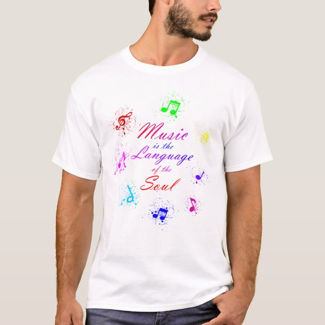 Musiktryck med färgglada noter t shirt (Framsida)