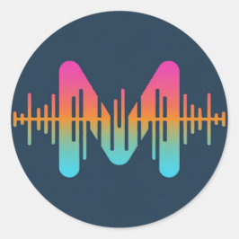 Musikvågdesign Runt Klistermärke