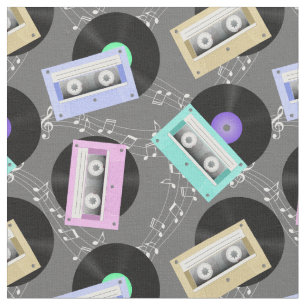 Musikvinylposter och kassettband tyg