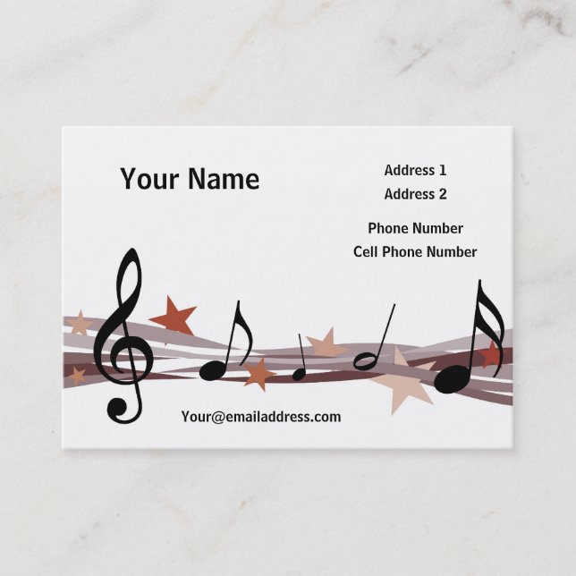 Musikvisitkort - brun musik noter visitkort (Framsida)
