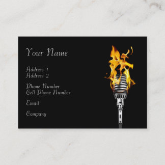 Musikvisitkort - flammande mikrofon visitkort