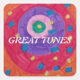 MUSISKA STICKARE AV ARTIST PAULA REILLY. FYRKANTIGT KLISTERMÄRKE