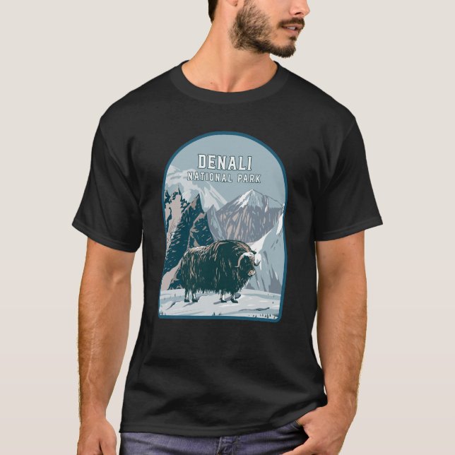 Musk Ox i nationalparken Denali T Shirt (Framsida)