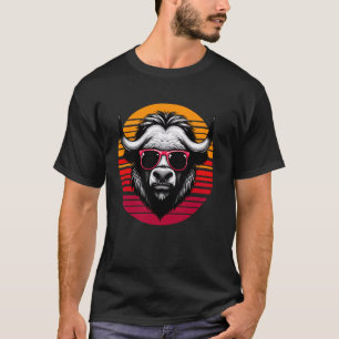 Musk Ox Retro Vintage Sunset Animal Sunglass 70 s T Shirt