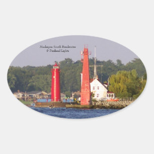 Muskegon Entrance Ljus-dekal Ovalt Klistermärke