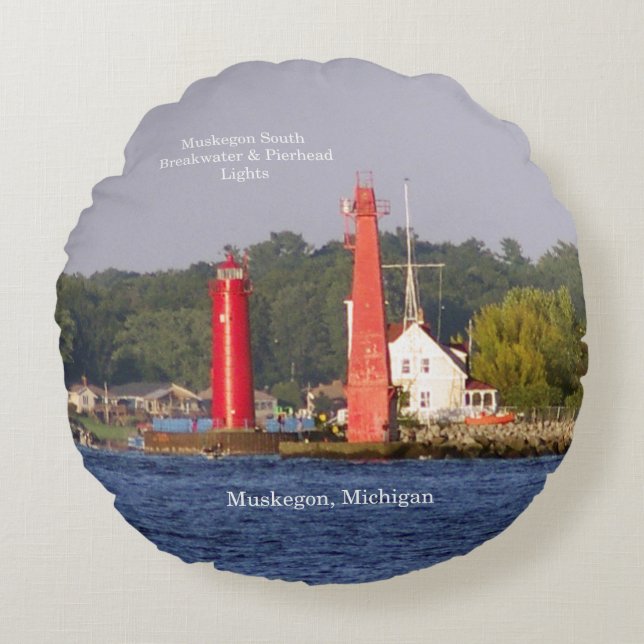 Muskegon Entrance Ljus runt kudde (Framsidan)