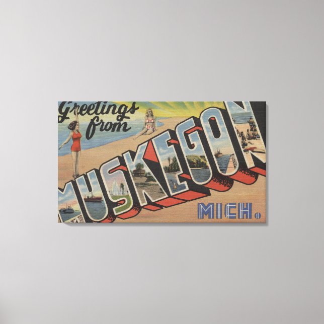 Muskegon, Michigan - Stora Brev Scenes 2 Canvastryck (Framsida)