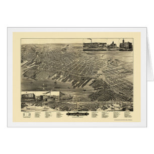 Muskegon panorama- karta för MI - 1889 Hälsningskort