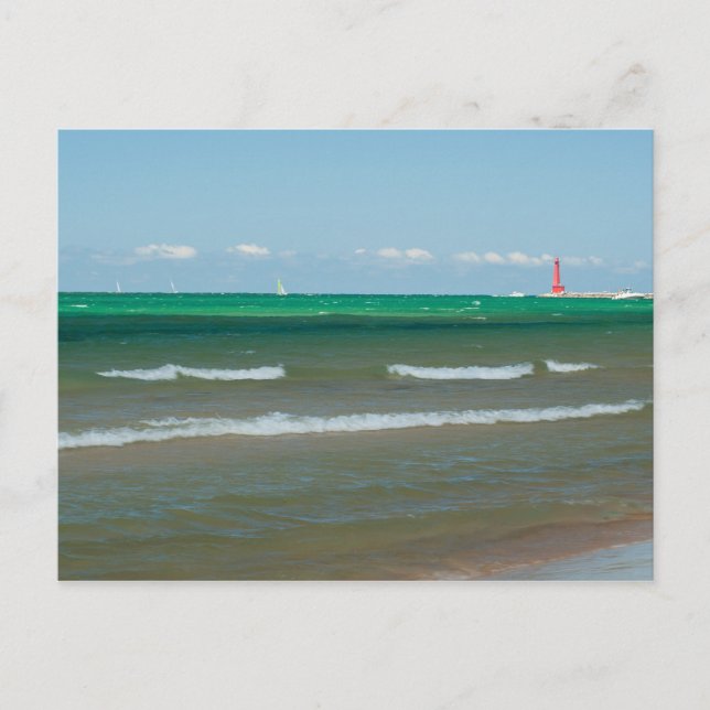 Muskegon Pier Light, Muskegon, Michigan Vykort (Framsida)