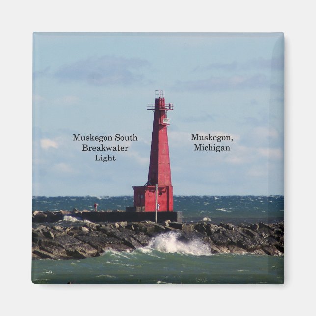 Muskegon South Breakwater Light magnet (Framsidan)