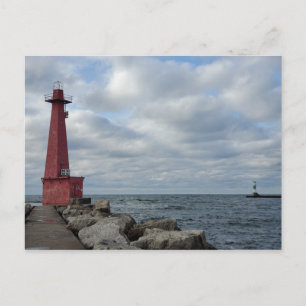 Muskegon South Breakwater Light, Sjö Michigan Vykort
