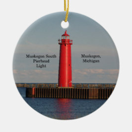 Muskegon South Pierhead Light prydnad Julgransprydnad Keramik