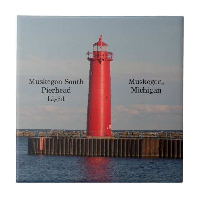 Muskegon South Pierhead Light tile Kakelplatta (Framsidan)