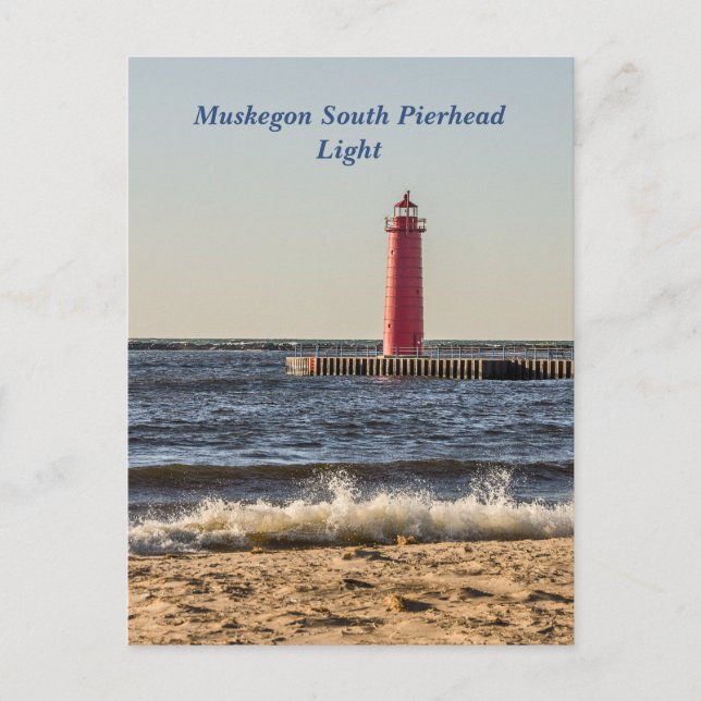 Muskegon South Pierhead Light Vykort (Framsida)