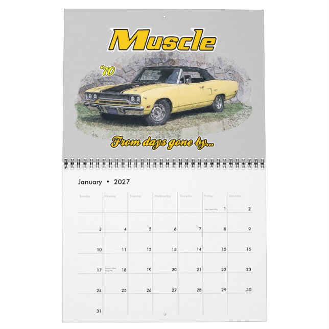 Muskelbilar från den föregående kalendern kalender (Jan 2027)