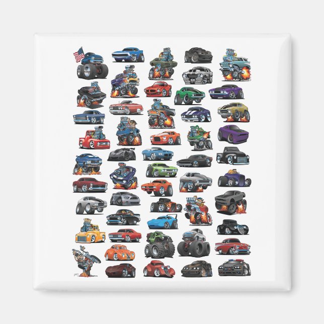 Muskelbilar, klassiska bilar, Lastbilar och en hop Magnet (Framsidan)