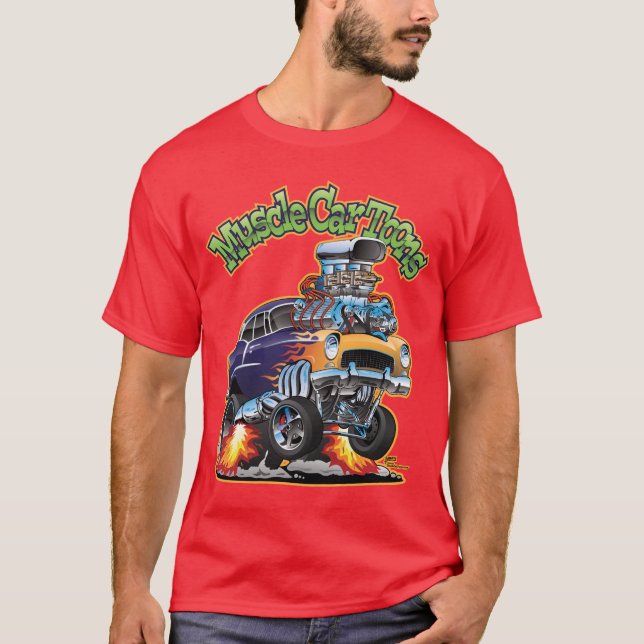 Muskelbilsverktyg Automotive Tecknad Tecknad Bok C T Shirt (Framsida)