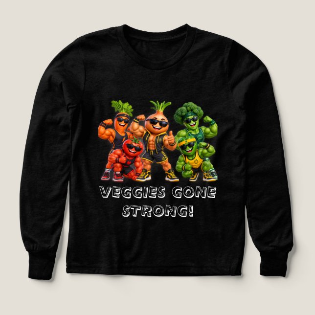 Muskelgrönsaker – Grönsaker Gone Strong T Shirt (Design framsida)