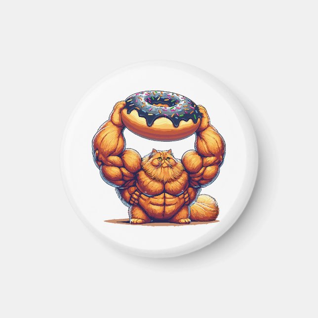 Muskelkatten Lyfter Munk Magnet (Framsidan)