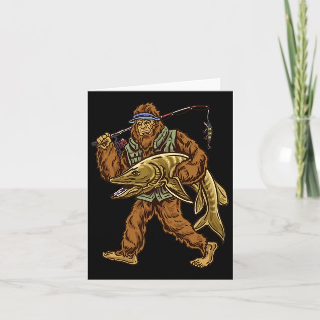 Muskie Fishing Bigfoot Musky Hunting Fishermen 1 Kort (Framsida)