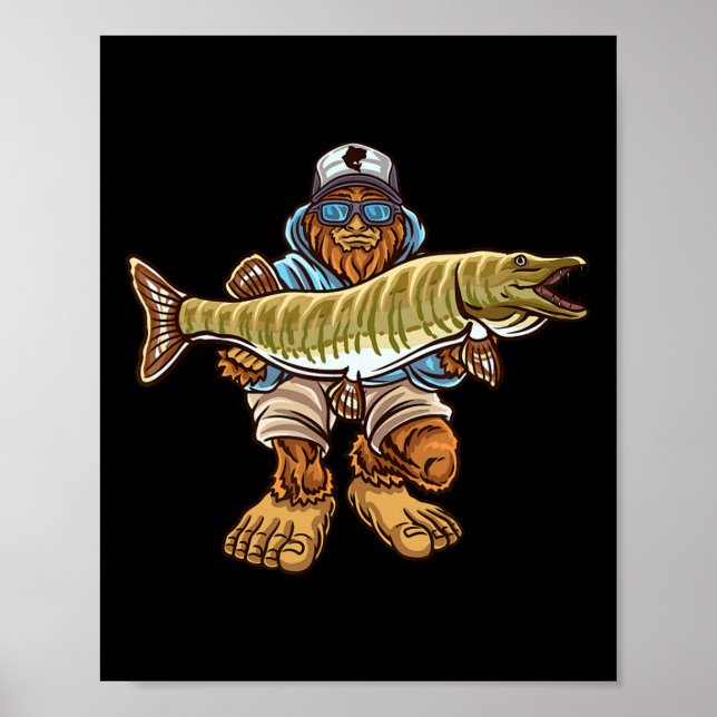 Muskie Fishing Bigfoot Musky Hunting Fishermen Poster (Framsidan)