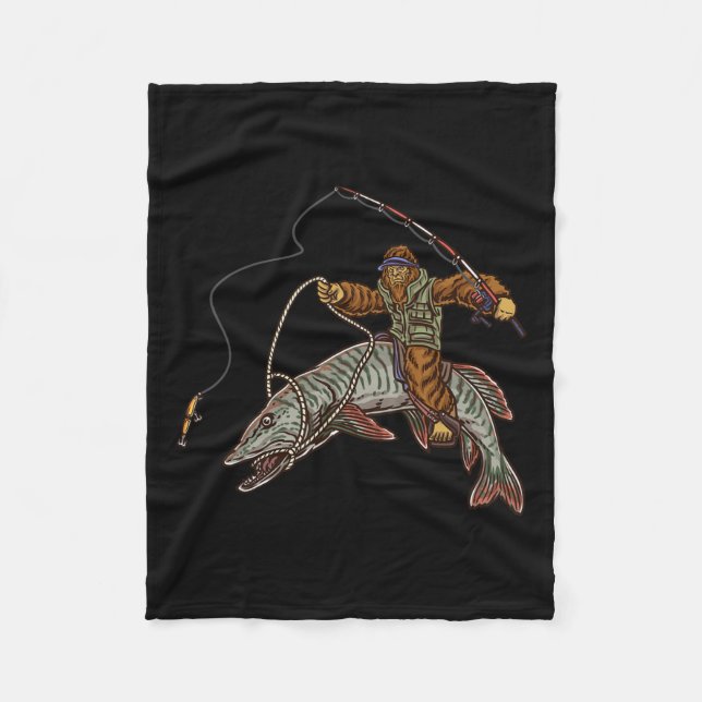 Muskie Fishing Tiger Musky Hunting Bigfoot Fisherm Fleecefilt (Framsidan)