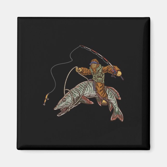 Muskie Fishing Tiger Musky Hunting Bigfoot Fisherm Magnet (Framsidan)