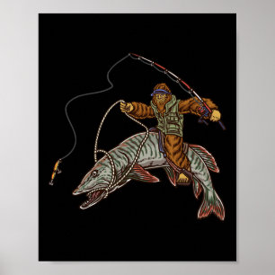 Muskie Fiske Tiger Musky Jakt Bigfoot Fiskare Poster