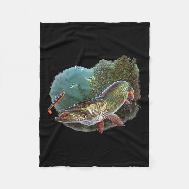 Muskie Hunter Musky Fisherman Flygfiske Lure Nov Fleecefilt (Framsidan)