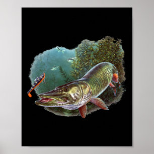 Muskie Jägare Musky Fiskare Flugfiske Lure Nyhet Poster