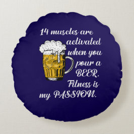 Muskler aktiverade när du häller en öl. rund kudde