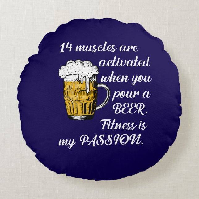 Muskler aktiverade när du häller en öl. rund kudde (Framsidan)