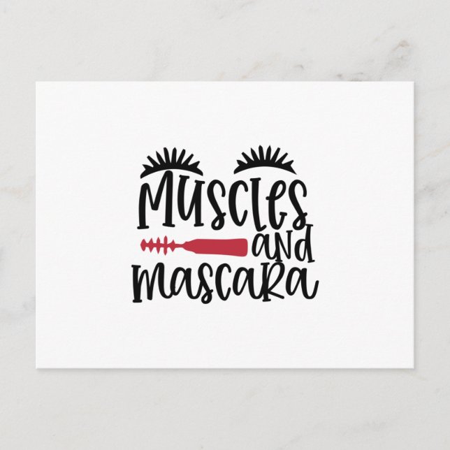 Muskler och mascara design- Smink citat Vykort (Framsida)