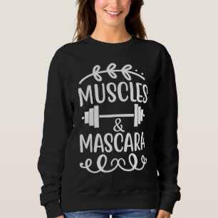 Muskler och Mascara Kvinnors Gymträning Motivati T Shirt
