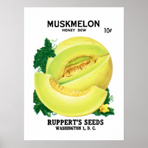 Muskmelonen kärnar ur paketetiketten poster