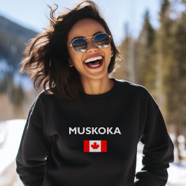 Muskoka Canada Canadian Flagga Mörk Färg T Shirt