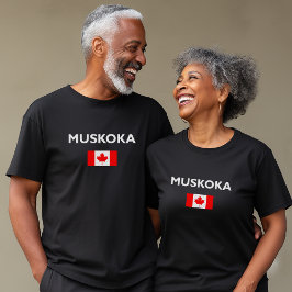 Muskoka Canada Canadian Flagga Mörk Färg T Shirt